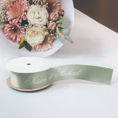 Sage Green Wedding Elegante Script Kalligraphie Satinband