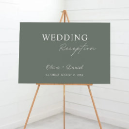 Sage Green Wedding Empfang Begrüßungszeichen Poster