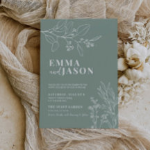 Sage Green Wedding Floral Einladung