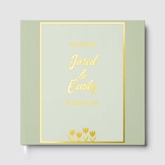 Sage Green Wedding Foil Gästebuch (Vorderseite)