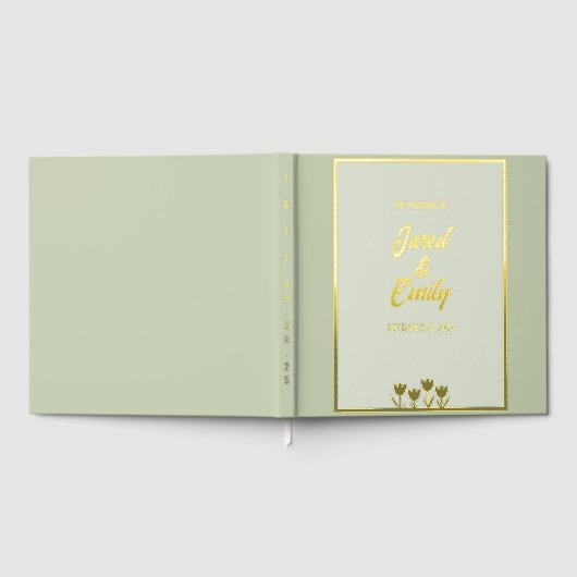 Sage Green Wedding Foil Gästebuch (Voll)