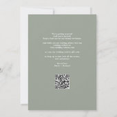 Sage Green Wedding Foto Elegantes Script QR Code Save The Date (Rückseite)