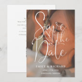Sage Green Wedding Foto Elegantes Script QR Code Save The Date (Vorne/Hinten)