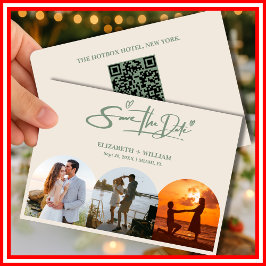Sage Green Wedding Foto QR Code Elegant Save The Date