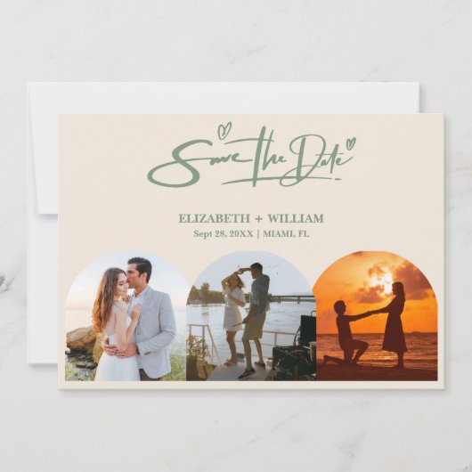 Sage Green Wedding Foto QR Code Elegant Save The Date (Vorderseite)