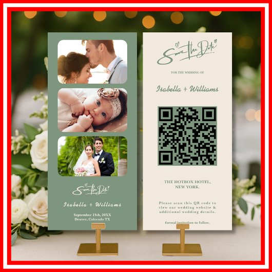 Sage Green Wedding Foto QR-Code Save the Date