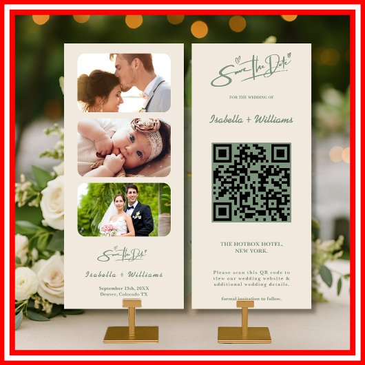 Sage Green Wedding Foto QR-Code Save the Date