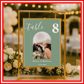 Sage Green Wedding FOTO Tischnummer Poster