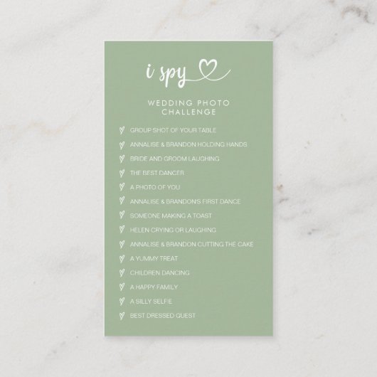 Sage Green Wedding Fotos erfassen den QR-Code der  Begleitkarte (Rückseite)