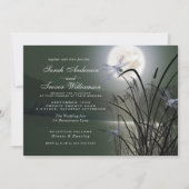 Sage Green Wedding Full Moon Dragonfly Pond Einladung (Vorderseite)