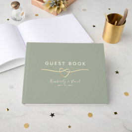 Sage Green Wedding Gästebuch mit Gold Heart