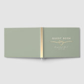 Sage Green Wedding Gästebuch mit Gold Heart (Voll)