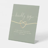 Sage Green Wedding Guest Book Sign mit Gold Heart Sockelschild (Vorderseite)