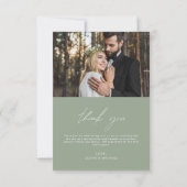 Sage Green Wedding Handgeschriebener Dank Ihnen 2 Dankeskarte (Rückseite)