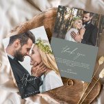 Sage Green Wedding Handgeschriebener Dank Ihnen 2  Dankeskarte<br><div class="desc">Hochzeit Handgeschriebene Dankeschön Karten,  die ein Foto auf der Vorder- und Rückseite haben. Die Karten Herbst,  Herbst,  Frühling,  Sommer und Winter Dankeschön enthalten eine moderne,  handgeschriebene Schrift-Typografie,  die elegant,  einfach und modern ist,  um nach einem minimalistischen einfachen Hochzeitsfeiertag zu verwenden.</div>