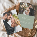 Sage Green Wedding Handgeschriebener Dank Ihnen 2  Dankeskarte<br><div class="desc">Hochzeit Handgeschriebene Dankeschön Karten,  die ein Foto auf der Vorder- und Rückseite haben. Die Karten Herbst,  Herbst,  Frühling,  Sommer und Winter Dankeschön enthalten eine moderne,  handgeschriebene Schrift-Typografie,  die elegant,  einfach und modern ist,  um nach einem minimalistischen einfachen Hochzeitsfeiertag zu verwenden.</div>