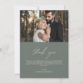 Sage Green Wedding Handgeschriebener Dank Ihnen 2 Dankeskarte (Rückseite)