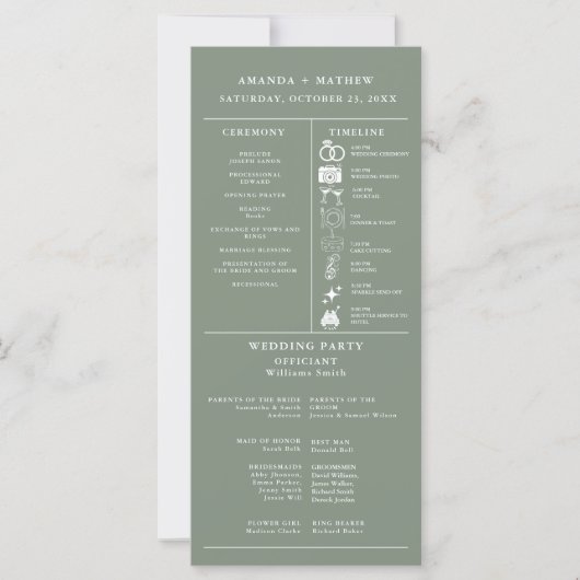 sage  Green Wedding Infographic Program (Vorderseite)