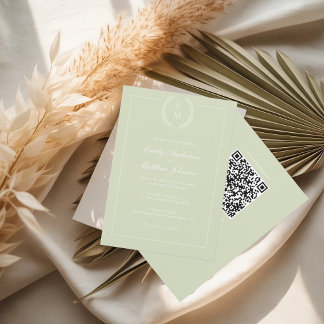 Sage Green Wedding Invasion QR Code Einladung
