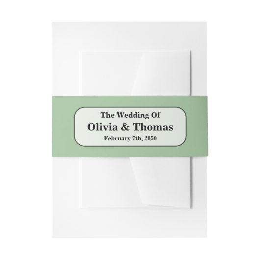 Sage Green Wedding Invitation Belly Band (Vorderseite Beispiel)