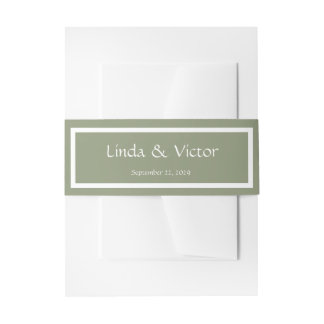 Sage Green wedding invitation belly band