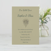 Sage Green Wedding Invitation Protea Botanical Einladung (Stehend Vorderseite)