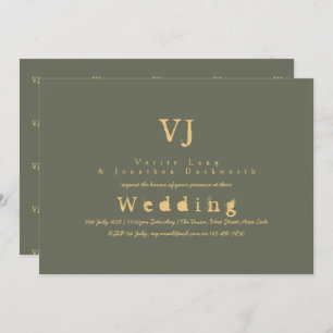 Sage Green Wedding Invitations Gold Tinte Schreibm Einladung