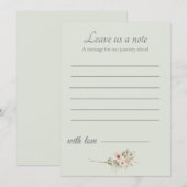 Sage Green Wedding Keepsake Insert Mitteilungskarte (Vorne/Hinten)