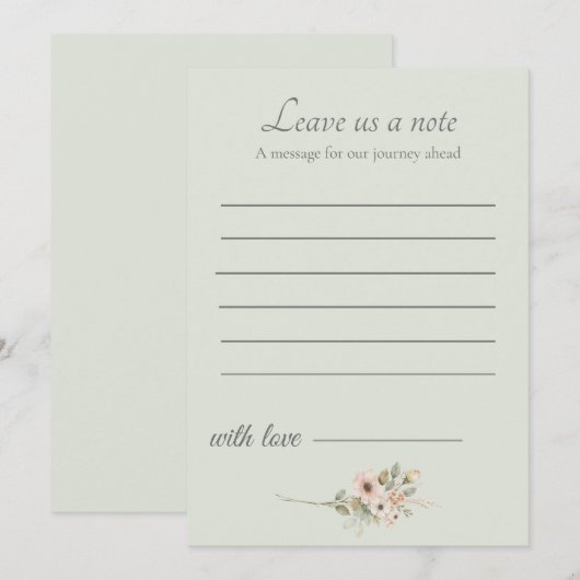 Sage Green Wedding Keepsake Insert Mitteilungskarte (Vorne/Hinten)