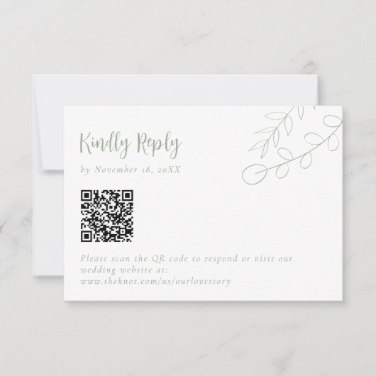 Sage Green Wedding Kindly Antwort Boho QR Code (Vorderseite)