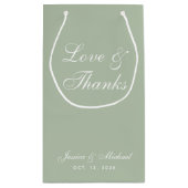 Sage Green Wedding Liebe & Dankeschön Script Einfa Kleine Geschenktüte (Rückseite)