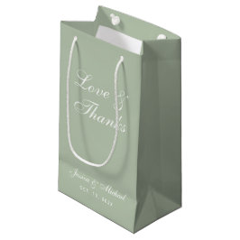 Sage Green Wedding Liebe & Dankeschön Script Einfa Kleine Geschenktüte