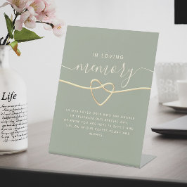 Sage Green Wedding Memorial Sign with Gold Heart Sockelschild