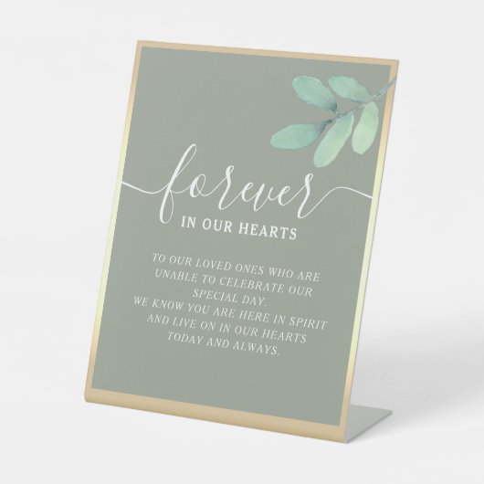 Sage Green Wedding Memorial Table Sign Sockelschild (Vorderseite)