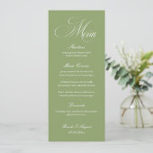 Sage Green Wedding Menu Card Einladung (Stehend Vorderseite)