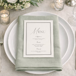 Sage Green Wedding Menu | Elegant Ivory Floral  Einladung
