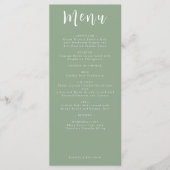 Sage Green Wedding Menü Elegante Boho Einfach Menükarte (Vorderseite)