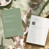 Sage Green Wedding Minimalist Modern QR Code Einladung