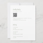 Sage Green Wedding Minimalist Modern QR Code Einladung (Rückseite)