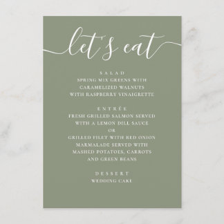 Sage Green Wedding | Minimalist Script Modern Menükarte