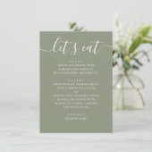 Sage Green Wedding | Minimalist Script Modern Menükarte (Stehend Vorderseite)