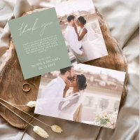 Sage Green Wedding Minimalistisch Dankeschön Karte