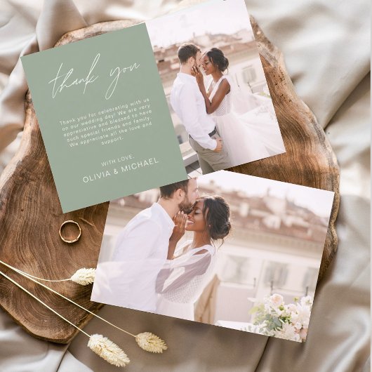 Sage Green Wedding Minimalistisch Dankeschön Karte