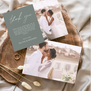 Sage Green Wedding Minimalistisch Dankeschön Karte