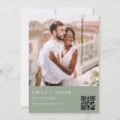 Sage Green Wedding Minimalistisch QR-Code Einladung (Rückseite)