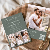 Sage Green Wedding Minimalistisch QR-Code Einladung