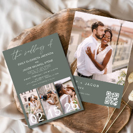 Sage Green Wedding Minimalistisch QR-Code Einladung