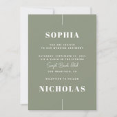 Sage Green Wedding - Minimalistisches Foto & QR Co Einladung (Vorderseite)
