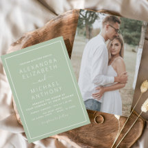 Sage Green Wedding mit Foto Einladung