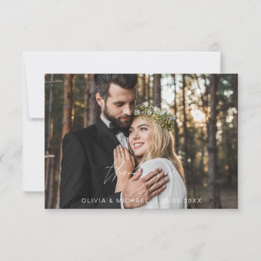 Sage Green Wedding Modern Minimalistisch Danke (Vorderseite)